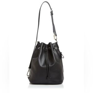 Longchamp Le Foulonné // Black Leather Bucket Bag